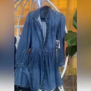 Guess Blue Denim Button-Down Dress